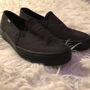 All black slip on Keds